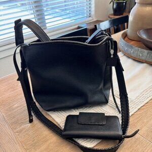 AllSaints Kita Pebbled Leather Crossbody Shoulder Bag and matching wallet
